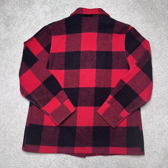 Vtg Amana Woolen Mill Womens Wool Jacket Sz 38 Med Buffalo Plaid Red Black Chore - Picture 5 of 8